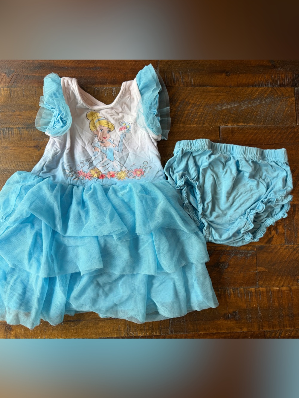 Little Sleepies Light Blue Tulle Cinderella Dress with Matching Bloomers - Picture 1 of 1